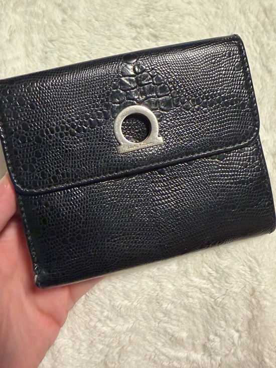 Salvatore Ferragamo Handbags - Ferragamo Black croc embossed Leather wallet